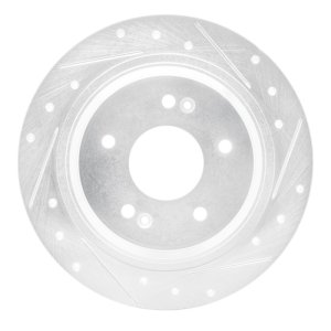 Hyundai Kona Brake Rotor (1) - Rear Right - R1 Concepts - Drilled & Slotted - Silver - `18-`25